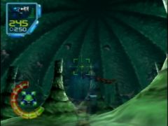 Une belle brochette d'ennemis volants et rapides que Vela va s'empresser d'éclater à la sulfateuse dans le jeu Jet Force Gemini sur Nintendo 64 (Jet Force Gemini)
