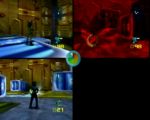 En plein combat multijoueurs dans le Jet Force Gemini sur Nintendo 64. Le deuxième joueur est en train de souffrir, il voit rouge.