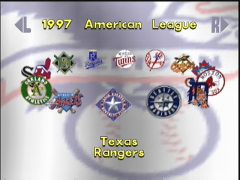 Ecran de sélection de son équipé de Base-Ball. Vous croyez que Walker joue chez les Texas Rangers ?  (Mike Piazza's Strike Zone)