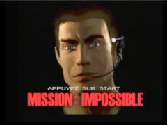 Ecran titre du jeu Mission Impossible montrant Ethan Hunt en gros plan. (Mission : Impossible)