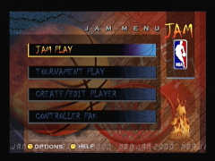 Le menu arcade (NBA Jam 2000)