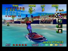 Victoire de Miles Jeter dans la course Sunny Beach de Wave Race 64 sur Nintendo 64 ! You finish first and got 7 points, great race !! (Wave Race 64)