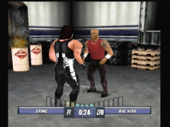 Les combats se déroulent dans les coulisses. (WCW Backstage Assault)