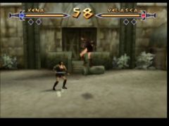 Combat entre Xena et Velasca dans le jeu Xena Warrior Princess - the talisman of fate sur Nintendo 64 (Xena: Warrior Princess: The Talisman of Fate)