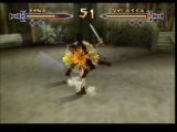 Xena blessée par Velasca lors d'un combat dans le jeu Xena Warrior Princess - the talisman of fate sur Nintendo 64