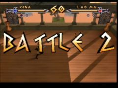 Début du second Round lors d'un combat entre Xena et Lao Ma dans le jeu Xena Warrior Princess - the talisman of fate sur Nintendo 64 (Xena: Warrior Princess: The Talisman of Fate)
