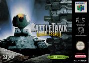 Scan of front side of box of Battletanx: Global Assault
