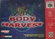 Scan of front side of box of Body Harvest
