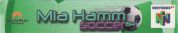 Scan of lower side of box of Mia Hamm 64 Soccer