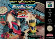 Scan of front side of box of Micro Machines 64 Turbo