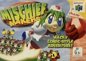 Scan of front side of box of Mischief Makers