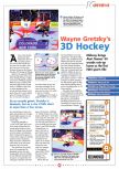 Scan of the review of Wayne Gretzky's 3D Hockey published in the magazine Intelligent Gamer 8, page 1