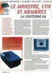 Scan of the article Le monstre, corps et membres : la Nintendo 64 published in the magazine Consoles + 050, page 1