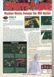 Scan of the review of Madden Football 64 published in the magazine GamePro 110, page 1