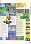 Scan of the review of Bust-A-Move 3 DX published in the magazine X64 13, page 1