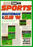 Scan of the preview of NFL Quarterback Club '98 published in the magazine Electronic Gaming Monthly 096, page 1