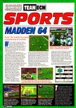 Scan of the preview of Madden Football 64 published in the magazine Electronic Gaming Monthly 099, page 1