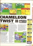 Scan of the review of Chameleon Twist 2 published in the magazine X64 15, page 1