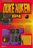 Scan of the review of Duke Nukem 64 published in the magazine Consoles + 070, page 1