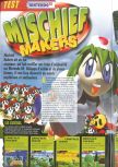 Scan of the review of Mischief Makers published in the magazine Le Magazine Officiel Nintendo 02, page 1