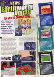 Scan of the preview of Earthworm Jim 3D published in the magazine Le Magazine Officiel Nintendo 05, page 1