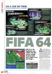 Scan of the review of FIFA 64 published in the magazine N64 02, page 1