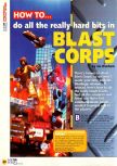 Scan of the walkthrough of Blast Corps published in the magazine N64 08, page 1