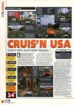 Scan of the review of Cruis'n USA published in the magazine N64 13, page 1