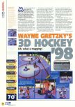 Scan of the review of Wayne Gretzky's 3D Hockey '98 published in the magazine N64 16, page 1