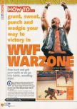 Scan of the walkthrough of WWF War Zone published in the magazine N64 20, page 1