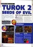 Scan of the review of Turok 2: Seeds Of Evil published in the magazine N64 23, page 1