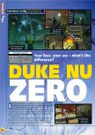 Scan of the review of Duke Nukem Zero Hour published in the magazine N64 28, page 1