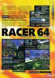 Scan of the preview of Ridge Racer 64 published in the magazine N64 38, page 6