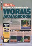 Scan of the walkthrough of Worms Armageddon published in the magazine N64 38, page 1