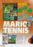Scan of the review of Mario Tennis published in the magazine N64 47, page 1