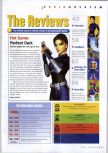 Scan of the review of Perfect Dark published in the magazine N64 Gamer 30, page 1