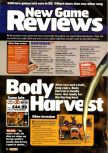 Scan of the review of Body Harvest published in the magazine Nintendo Official Magazine 74, page 1