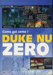 Scan of the review of Duke Nukem Zero Hour published in the magazine X64 21, page 6