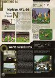 Scan of the preview of Madden NFL 99 published in the magazine Electronic Gaming Monthly 107, page 1