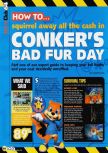 Scan of the walkthrough of Conker's Bad Fur Day published in the magazine N64 54, page 1