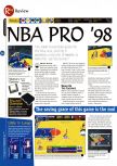 Scan of the review of NBA Pro 98 published in the magazine 64 Magazine 12, page 1