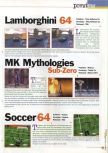 Scan of the preview of J-League Dynamite Soccer 64 published in the magazine 64 Extreme 4, page 1