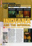 Scan of the review of Indiana Jones and the Infernal Machine published in the magazine N64 55, page 1