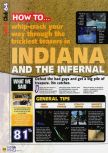 Scan of the walkthrough of Indiana Jones and the Infernal Machine published in the magazine N64 57, page 1