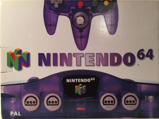 The picture of the Nintendo 64 Clear Purple (Europe) bundle