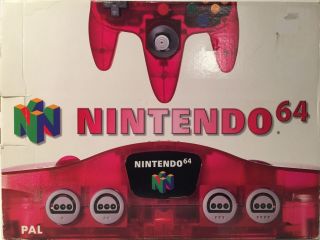 The picture of the Nintendo 64 Clear Red (Europe) bundle