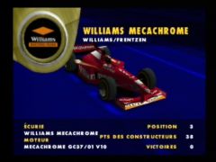Ecran de choix de l'écurie du jeu F1 World Grand Prix II sur Nintendo 64.  (F-1 World Grand Prix II)