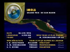 Ecran de choix du circuit du jeu F1 World Grand Prix II sur Nintendo 64.  (F-1 World Grand Prix II)