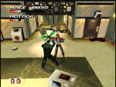 ET BAM ! Beau coup spécial de Smasher dans le jeu Fighting Force 64 sur Nintendo 64. Mais le mieux reste ses projections (coup de genou !) (Fighting Force 64)