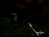 James s'avance prudamment armé de son KF7 Soviet dans le niveau Statue de Goldeneye 007 sur Nintendo 64